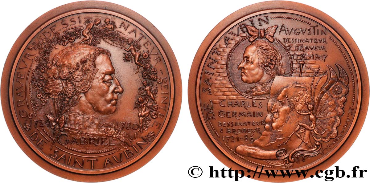 ARTISTES : GRAVEURS, PEINTRES, SCULPTEURS Médaille, Gabriel, Augustin et Charles-Germain de Saint-Aubin, n°2 SUP