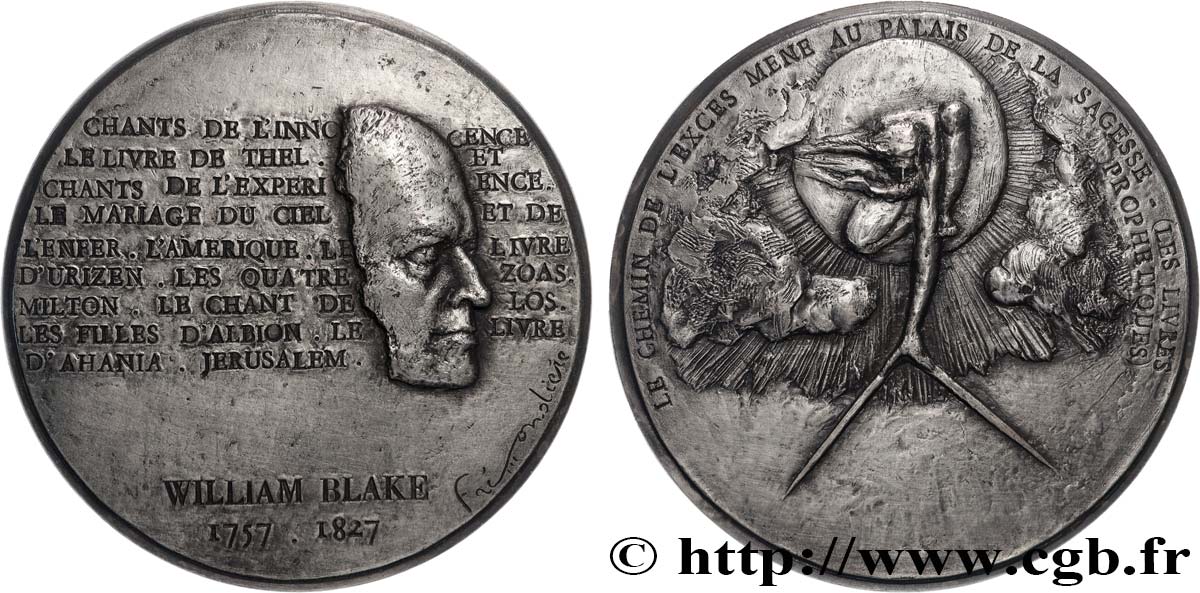 LITTÉRATURE : ÉCRIVAINS/ÉCRIVAINES - POÈTES Médaille, William Blake, n°2 SUP