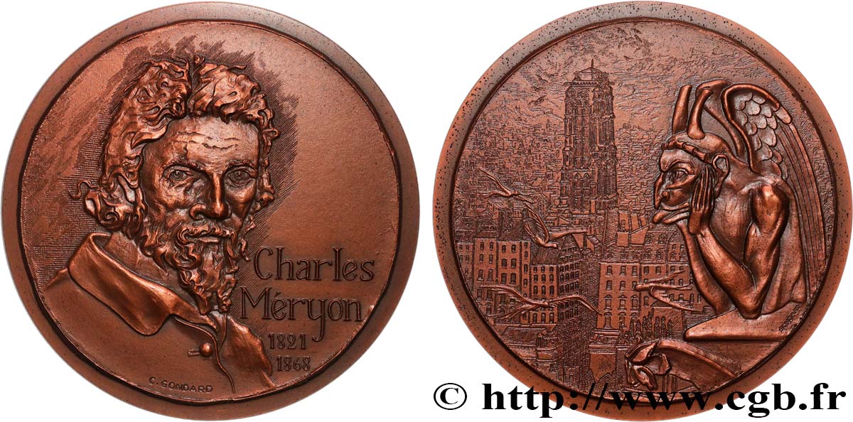 ARTISTES : MUSICIENS, PEINTRES, SCULPTEURS Médaille, Charles Meryon, n°2 q.SPL