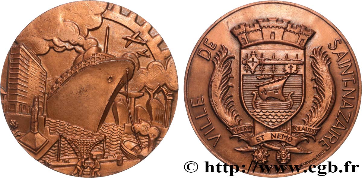 MER ET MARINE : PAQUEBOTS, NAVIRES, BATEAUX Médaille, Saint-Nazaire, Paquebot TTB+