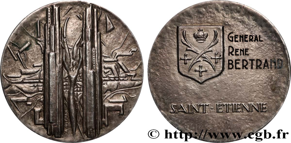 QUINTA REPUBLICA FRANCESA Médaille, Saint Etienne, décernée au général René Bertrand MBC