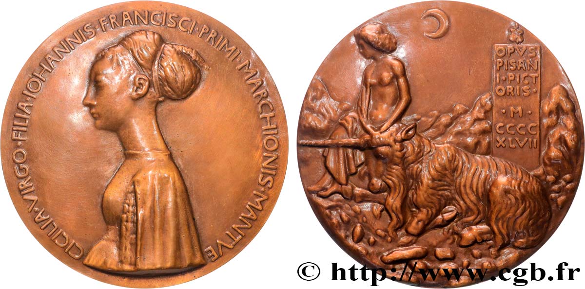 ITALIA Médaille, Cecilia Gonzaga par Pisanello, refrappe EBC