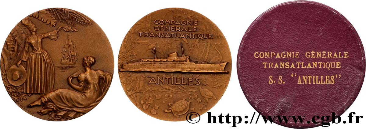 TERCERA REPUBLICA FRANCESA Médaille, Paquebot Antilles EBC