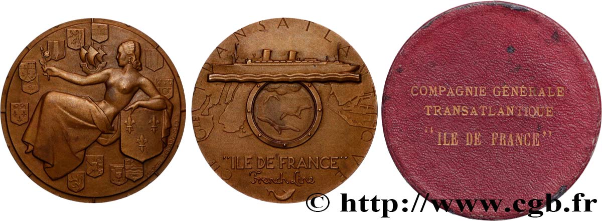 QUARTA REPUBBLICA FRANCESE Médaille, Compagnie Transatlantique, Île-de-France q.SPL