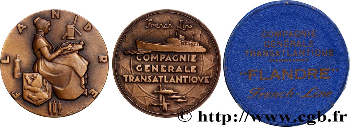 TERZA REPUBBLICA FRANCESE Médaille, Paquebot Flandre SPL