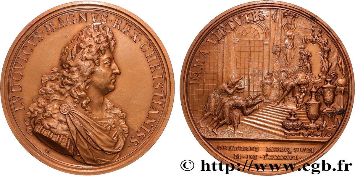 LOUIS XIV  THE SUN KING  Médaille, Les ambassadeurs du Siam, refrappe MBC+