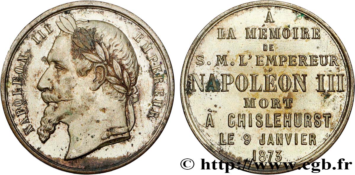 TROISIÈME RÉPUBLIQUE Médaille, A la mémoire de Napoléon III TTB