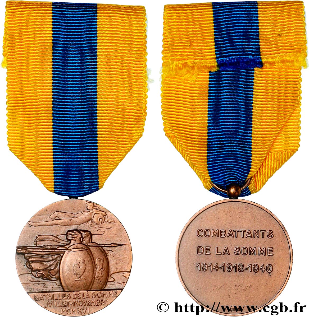 TROISIÈME RÉPUBLIQUE Médaille, Combattants de la Somme TTB+