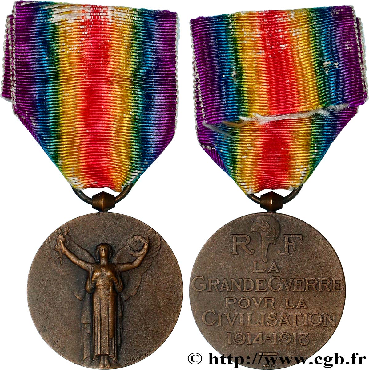 TROISIÈME RÉPUBLIQUE Médaille commémorative interalliée de la Victoire, Grande Guerre 1914-1918 TTB