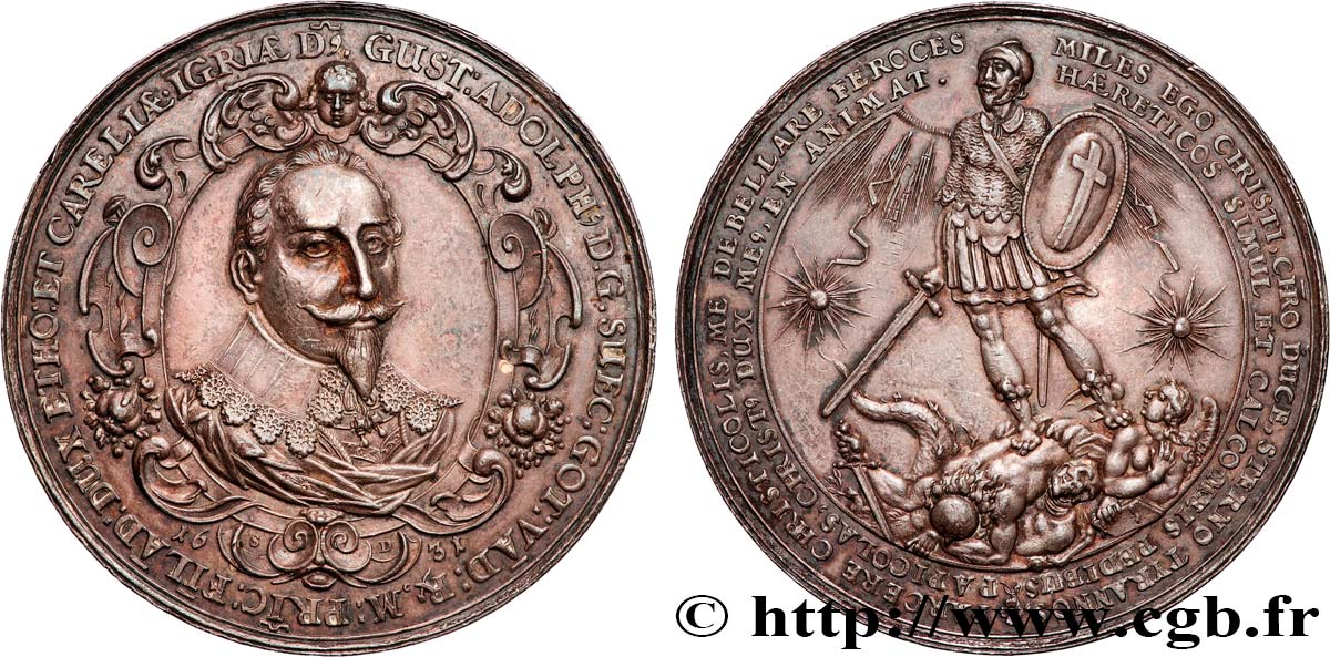 GUSTAVE II ADOLPHE DE SUÈDE ERFURT Médaille, Bataille de Lützen AU