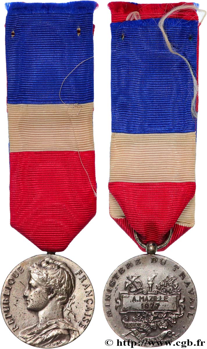QUINTA REPUBBLICA FRANCESE Médaille d’honneur du Travail, Ministère du Travail BB