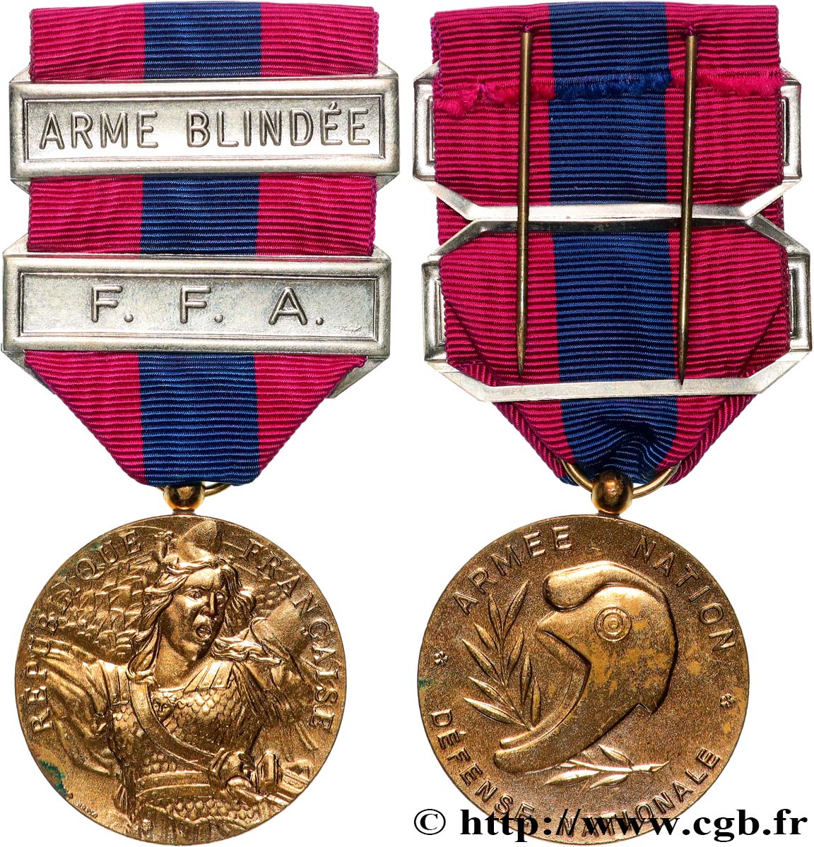 FUNFTE FRANZOSISCHE REPUBLIK Médaille, Défense nationale, Armée Blindée fVZ