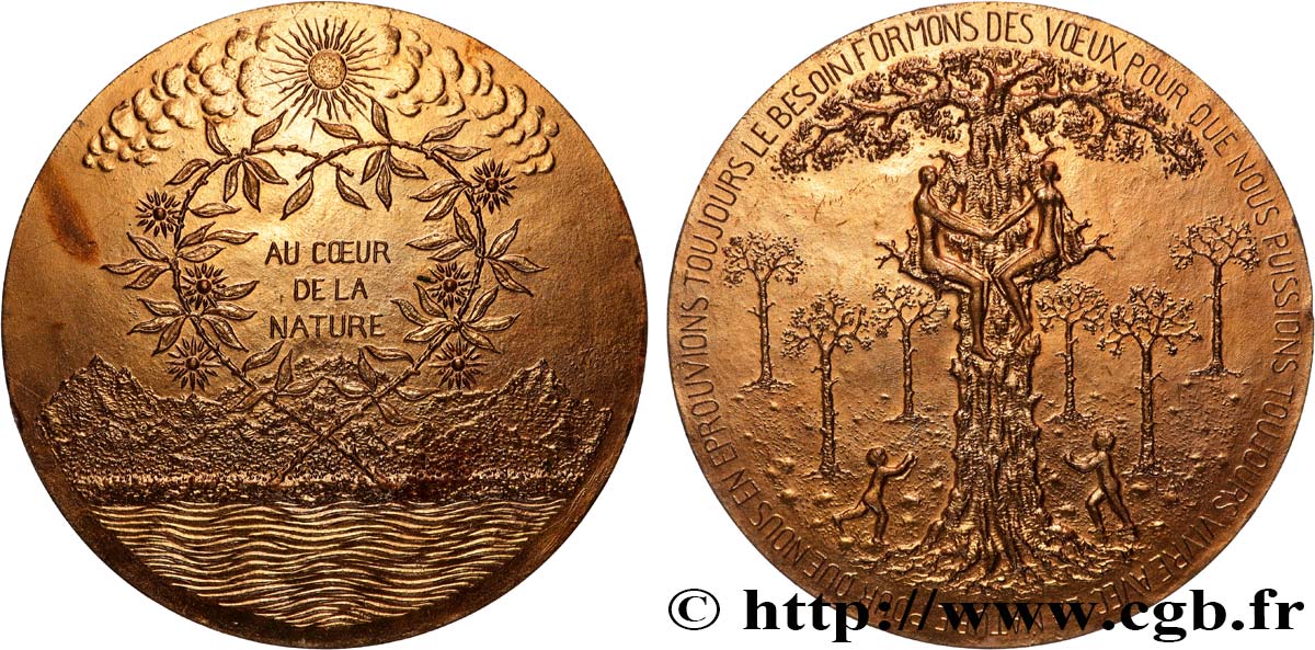 CINQUIÈME RÉPUBLIQUE Médaille, Au coeur de la Nature TTB+