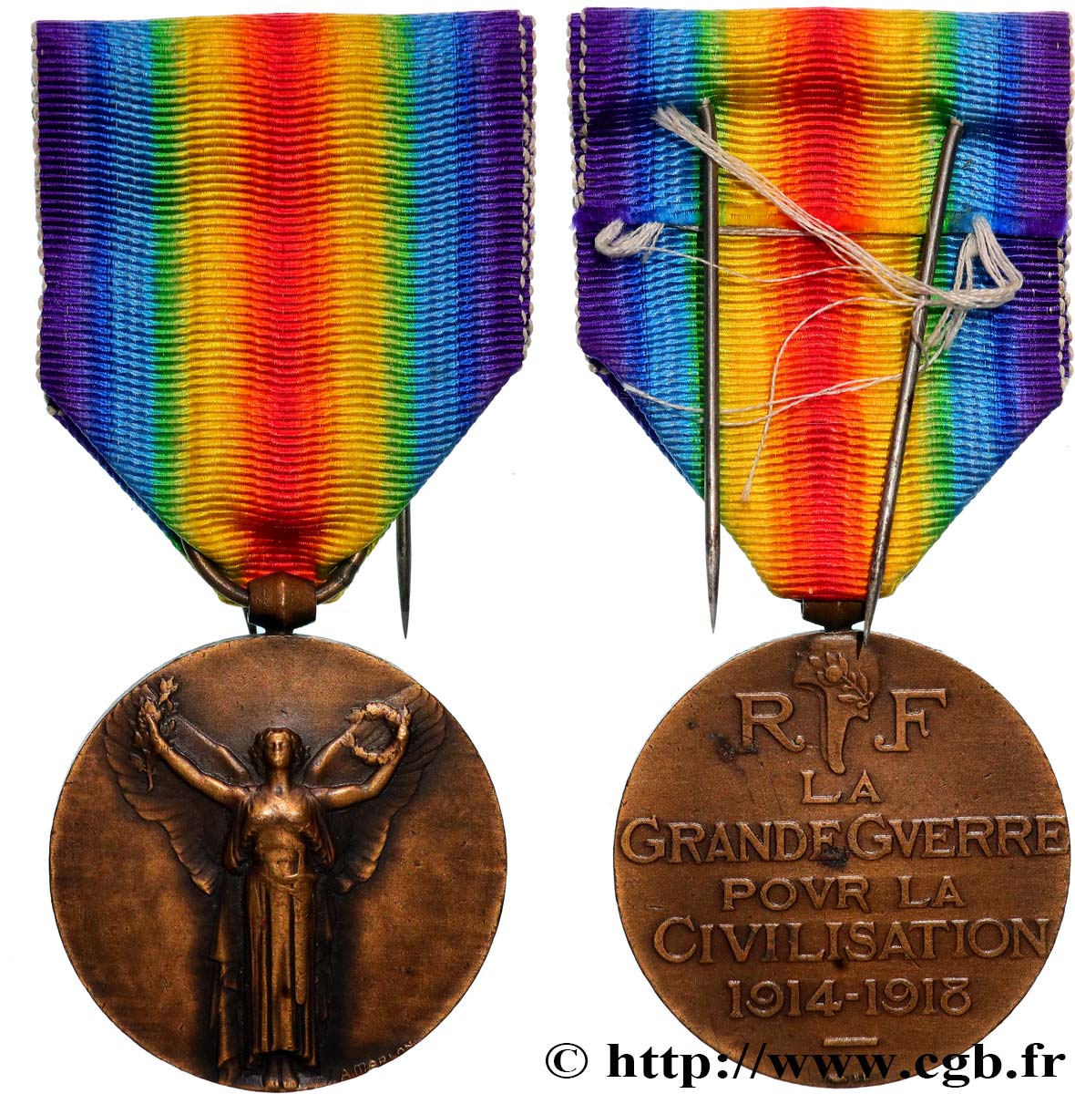 TROISIÈME RÉPUBLIQUE Médaille commémorative interalliée de la Victoire, Grande Guerre 1914-1918 TTB