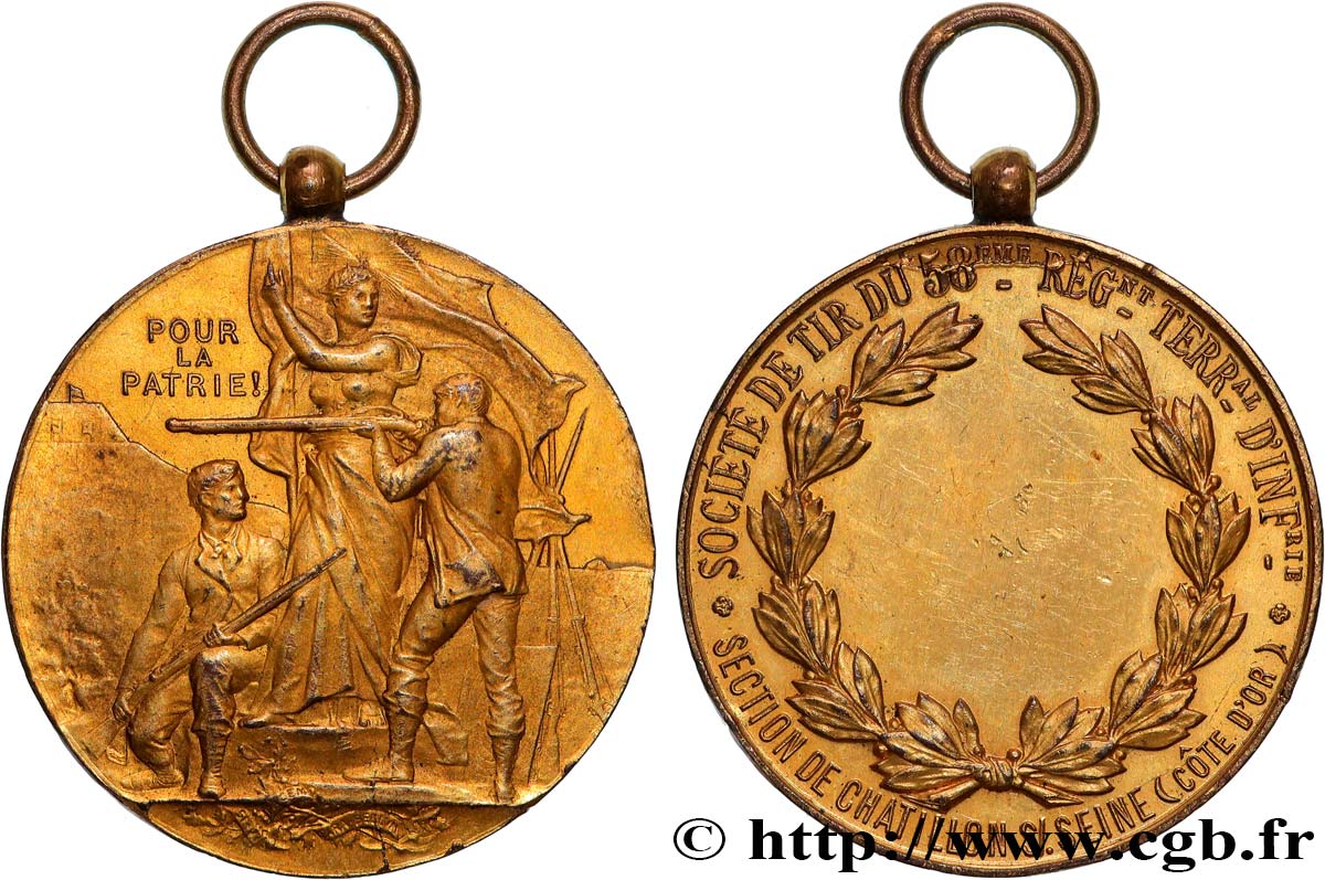 TIR ET ARQUEBUSE Médaille, Pour la Patrie, Société de tir du 58e régiment territorial d’infanterie MBC