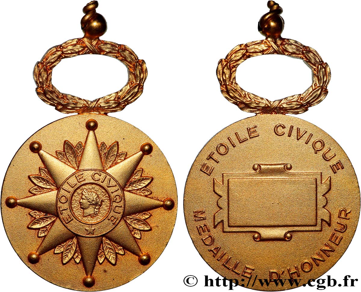 CINQUIÈME RÉPUBLIQUE Médaille d’honneur, Étoile civique TTB+