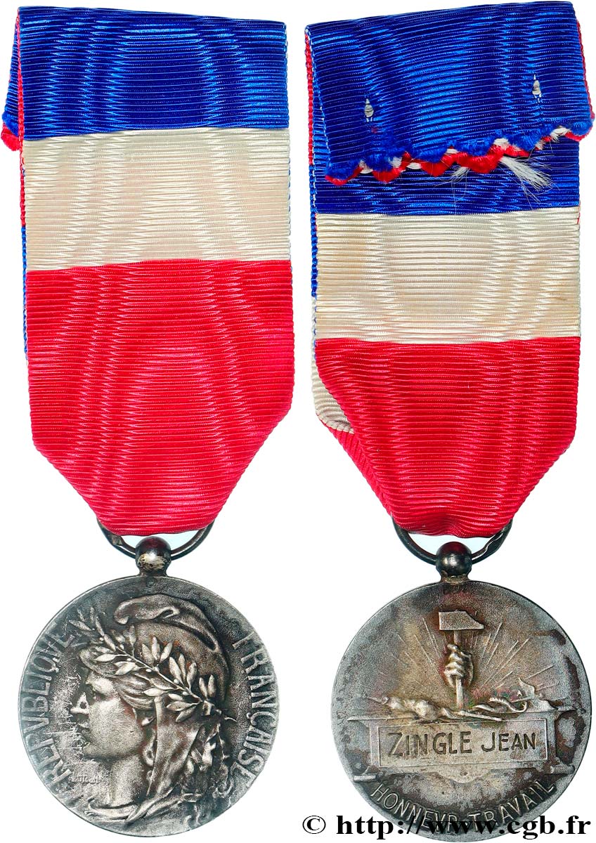 CINQUIÈME RÉPUBLIQUE Médaille, Honneur et Travail TTB+