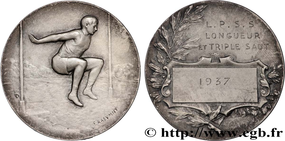 TERCERA REPUBLICA FRANCESA Médaille, Saut en longueur et triple saut EBC