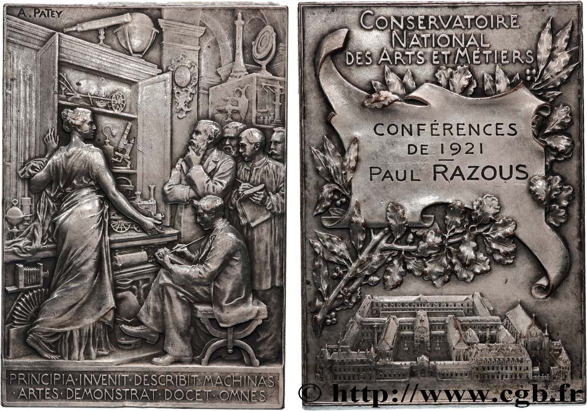 TERZA REPUBBLICA FRANCESE Plaque de récompense, Conservatoire National des Arts et Métiers, Conférences BB