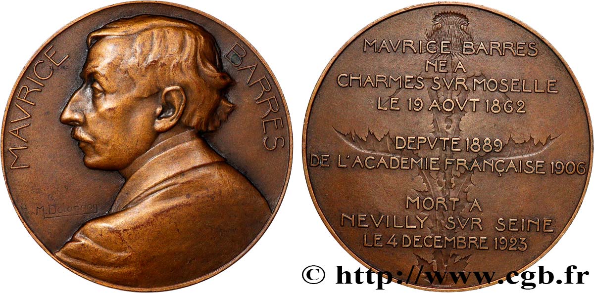 TROISIÈME RÉPUBLIQUE Médaille, Maurice Barres TTB+