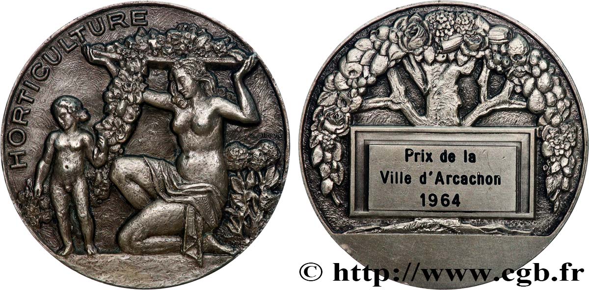 FUNFTE FRANZOSISCHE REPUBLIK Médaille, Horticulture, Prix de la ville d’Arcachon VZ
