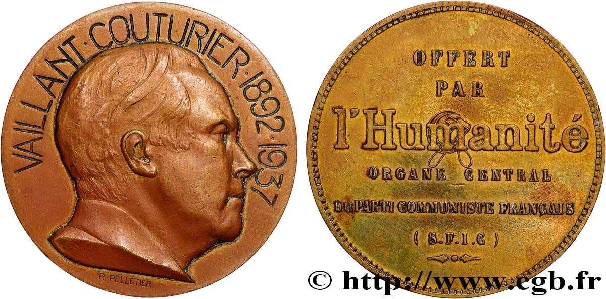 TERZA REPUBBLICA FRANCESE Médaille, Paul Vaillant-Couturier BB
