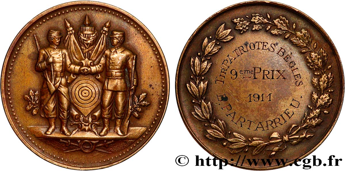 DRITTE FRANZOSISCHE REPUBLIK Médaille, Tir patriotes bègles, 9e prix SS