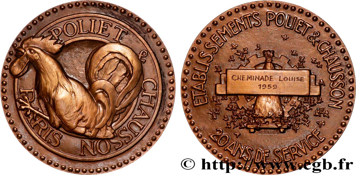 CINQUIÈME RÉPUBLIQUE Médaille, Établissements Poliet & Chausson SUP