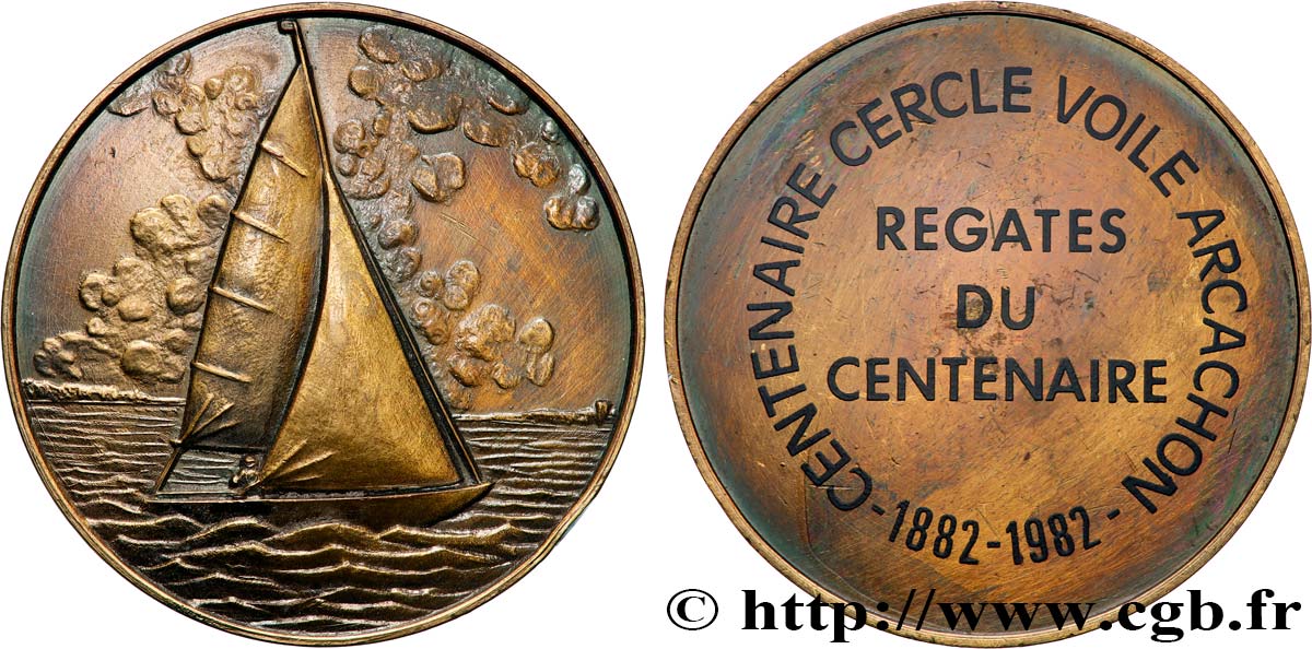 SOCIÉTÉS SPORTIVES Médaille, Centenaire du cercle de voile d’Arcachon TTB