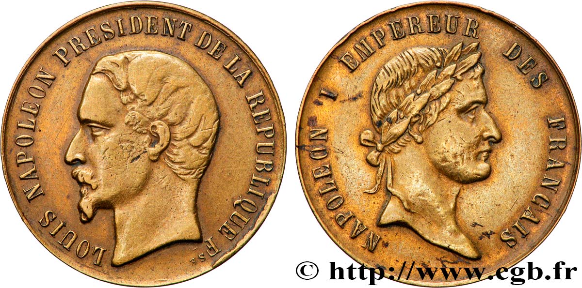 DEUXIÈME RÉPUBLIQUE Médaillette, Louis Napoléon président de la République TTB