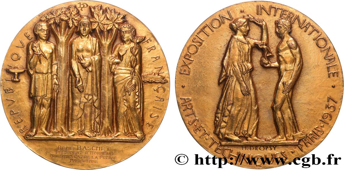 TROISIÈME RÉPUBLIQUE Médaille, Exposition internationale des Arts et Techniques TTB