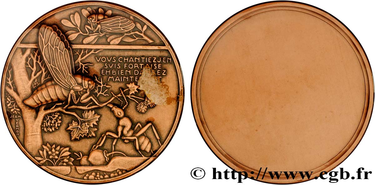 LITTÉRATURE : ÉCRIVAINS/ÉCRIVAINES - POÈTES Médaille, La cigale et la fourmi, refrappe FDC