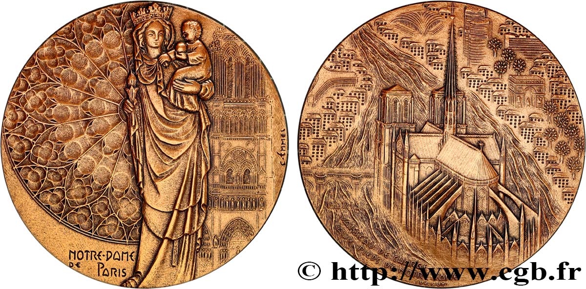 MONUMENTS ET HISTOIRE Médaille, Notre Dame de Paris, refrappe SUP