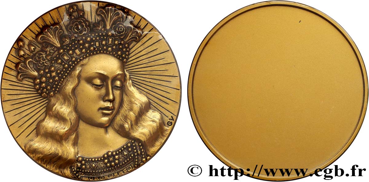 ART, PAINTING AND SCULPTURE Médaille uniface, Femme couronnée ST