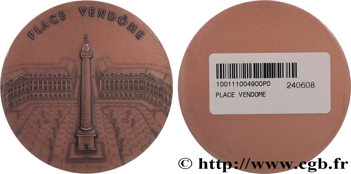 CINQUIÈME RÉPUBLIQUE Médaille, Place Vendôme, refrappe FDC