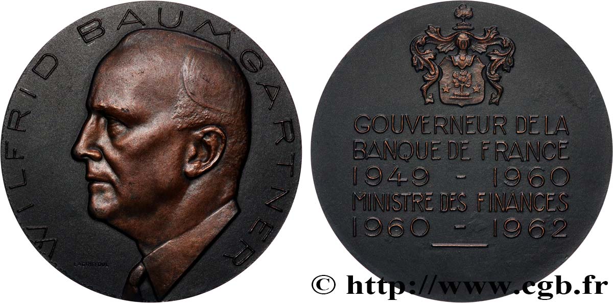 BANQUE DE FRANCE Médaille, Wilfrid Baumgartner EBC