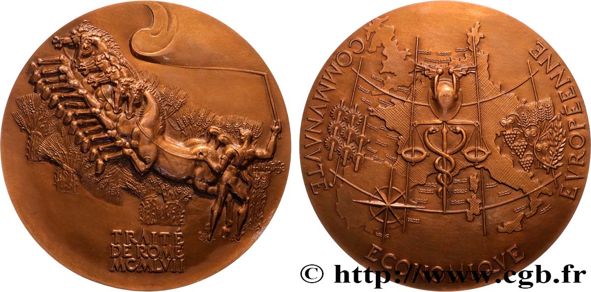 QUINTA REPUBLICA FRANCESA Médaille, Traité de Rome, Communauté économique européenne EBC