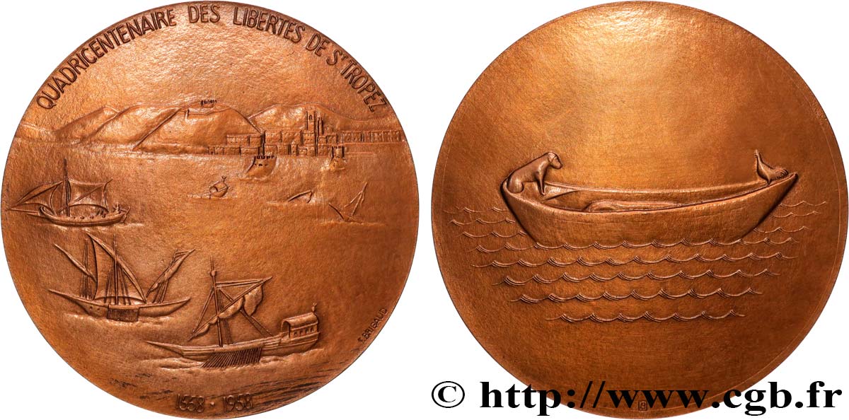 QUARTA REPUBBLICA FRANCESE Médaille, Quadricentenaire des libertés de Saint-Tropez SPL