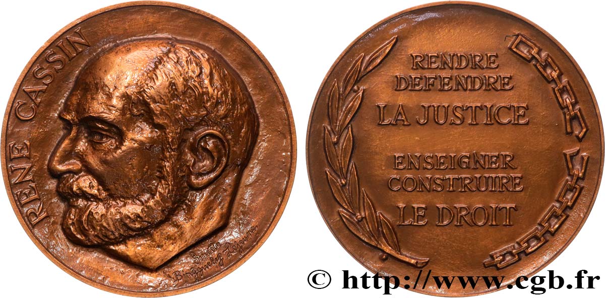 QUINTA REPUBLICA FRANCESA Médaille, René Cassin EBC