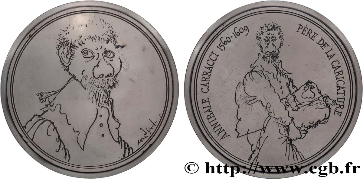 ARTISTES : GRAVEURS, PEINTRES, SCULPTEURS Médaille, Annibal Carrache, n°3 TTB+