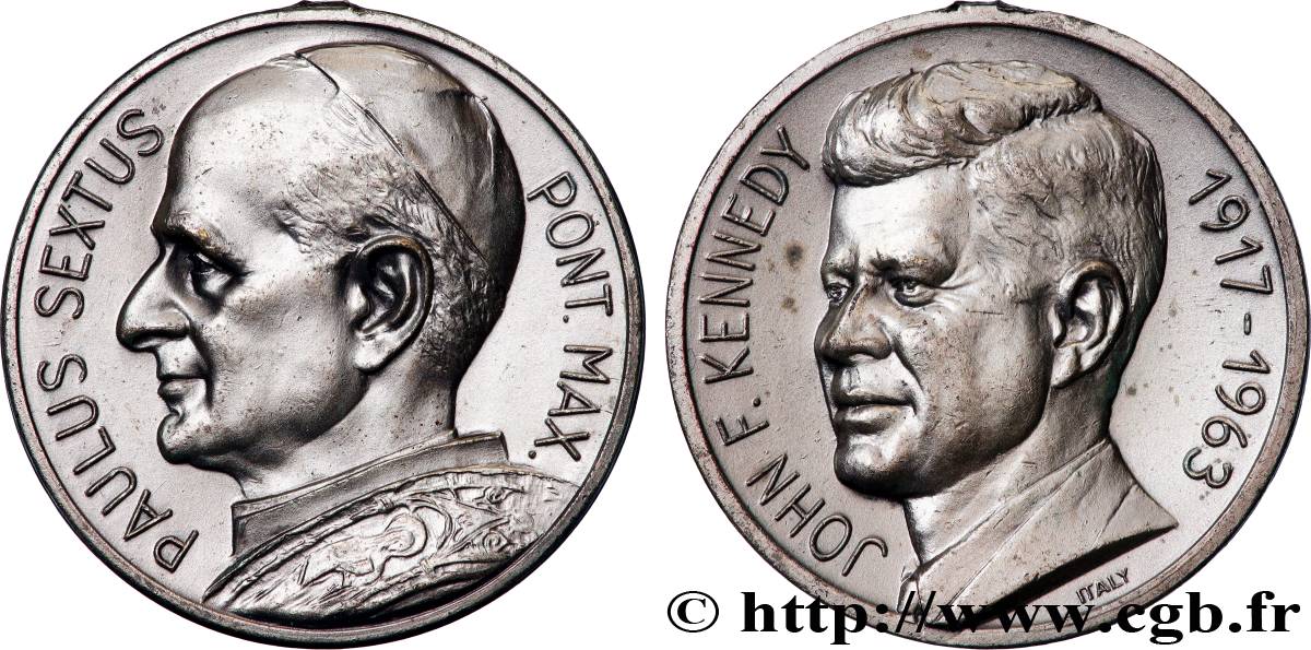 VATICAN ET ÉTATS PONTIFICAUX Médaille, John Kennedy et Paul VI TTB+