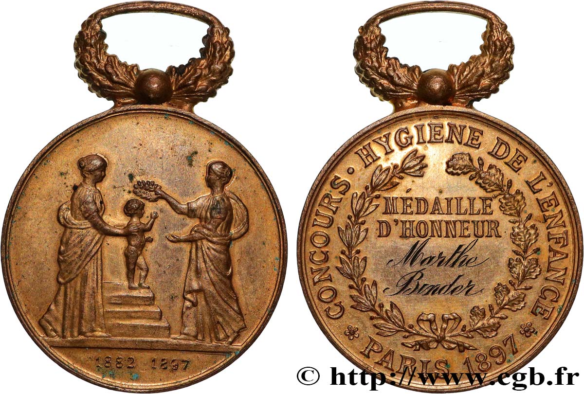 III REPUBLIC Médaille, Concours, Hygiène de l’enfance XF/AU