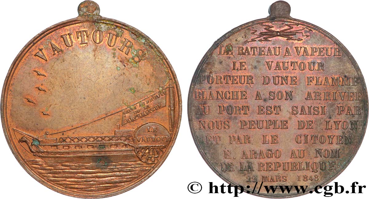 DEUXIÈME RÉPUBLIQUE Médaille, Le vautour XF