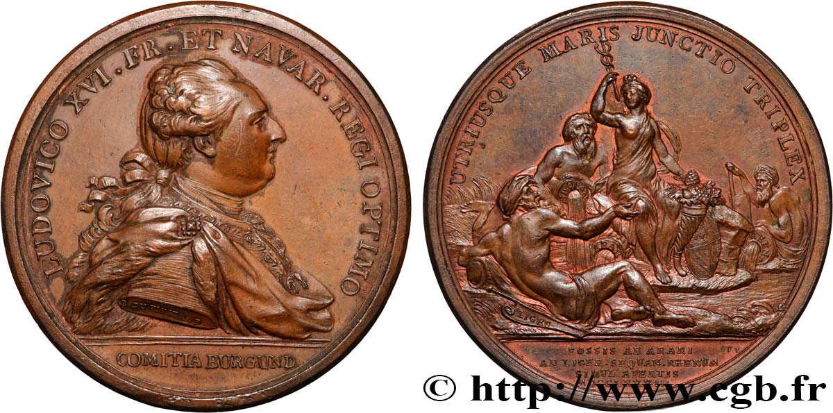 LOUIS XVI Médaille, Canal du Centre TTB