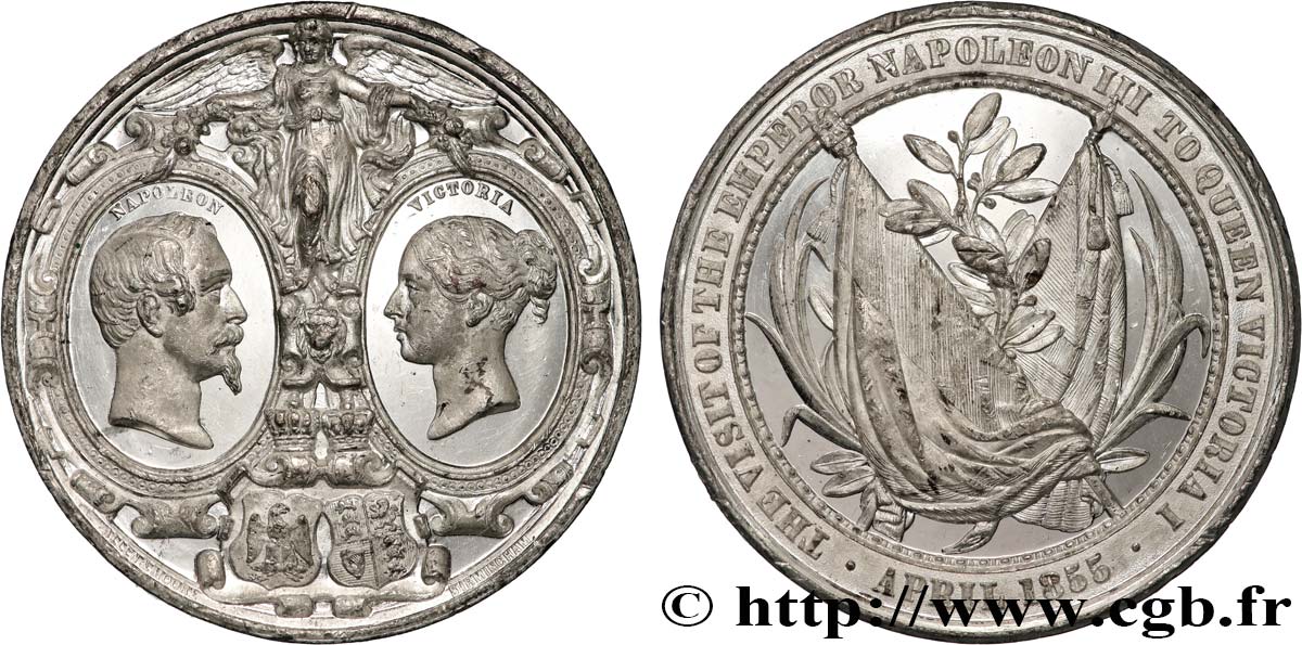 SECONDO IMPERO FRANCESE Médaille, Visite de Napoléon III à Victoria q.SPL