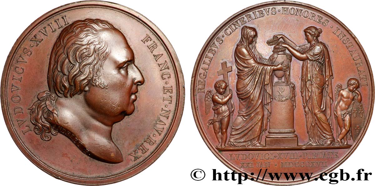 LOUIS XVIII Médaille, Hommage rendu aux cendres royales AU