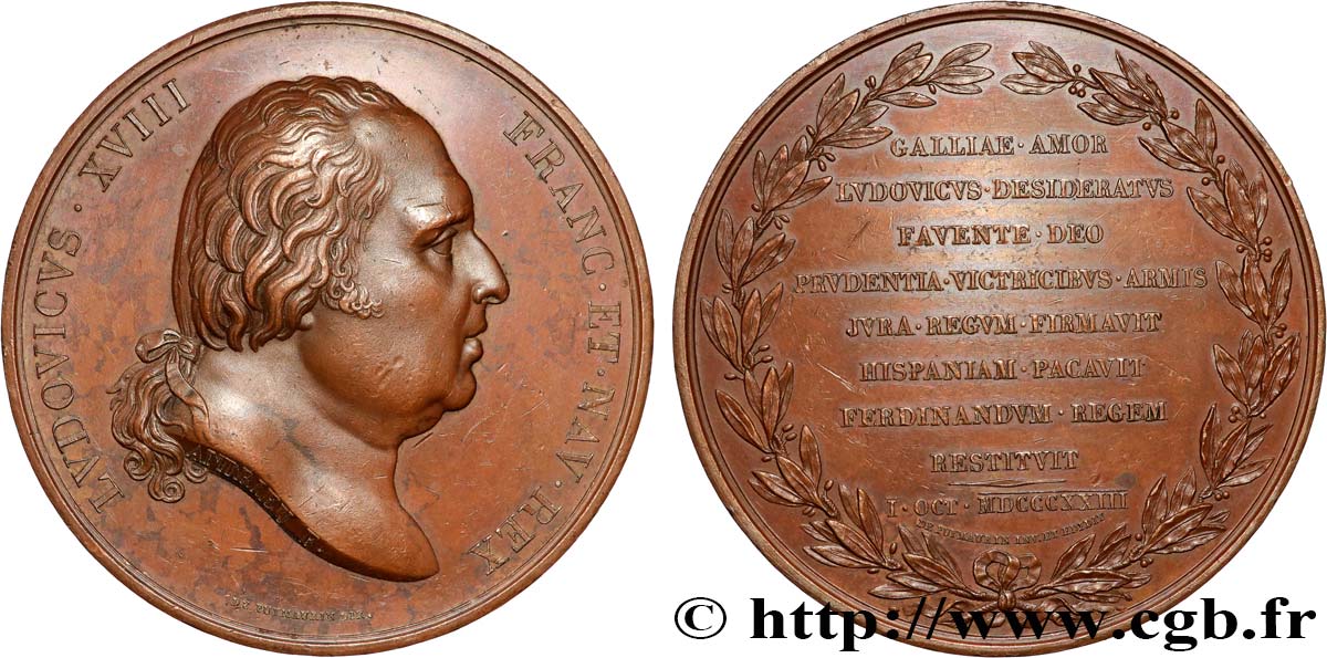 LUDWIG XVIII Médaille, Restauration du trône d’Espagne fVZ