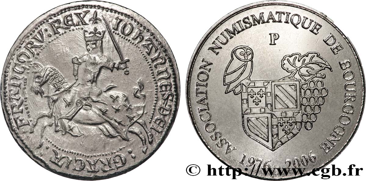 CINQUIÈME RÉPUBLIQUE Médaille, Franc à cheval, Association numismatique de Bourgogne SPL