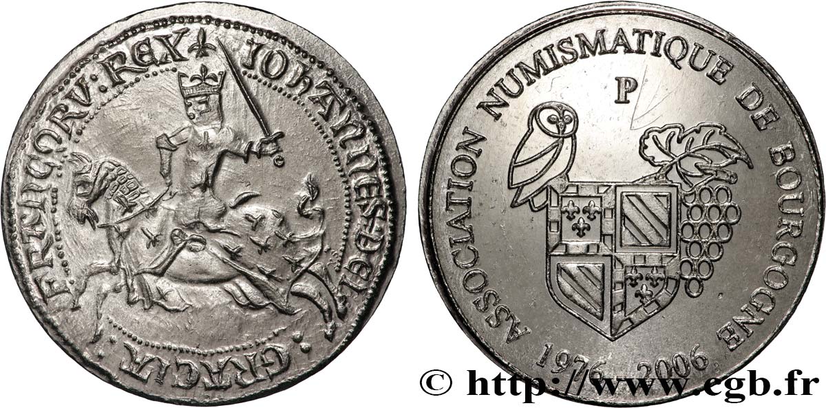 V REPUBLIC Médaille, Franc à cheval, Association numismatique de Bourgogne AU