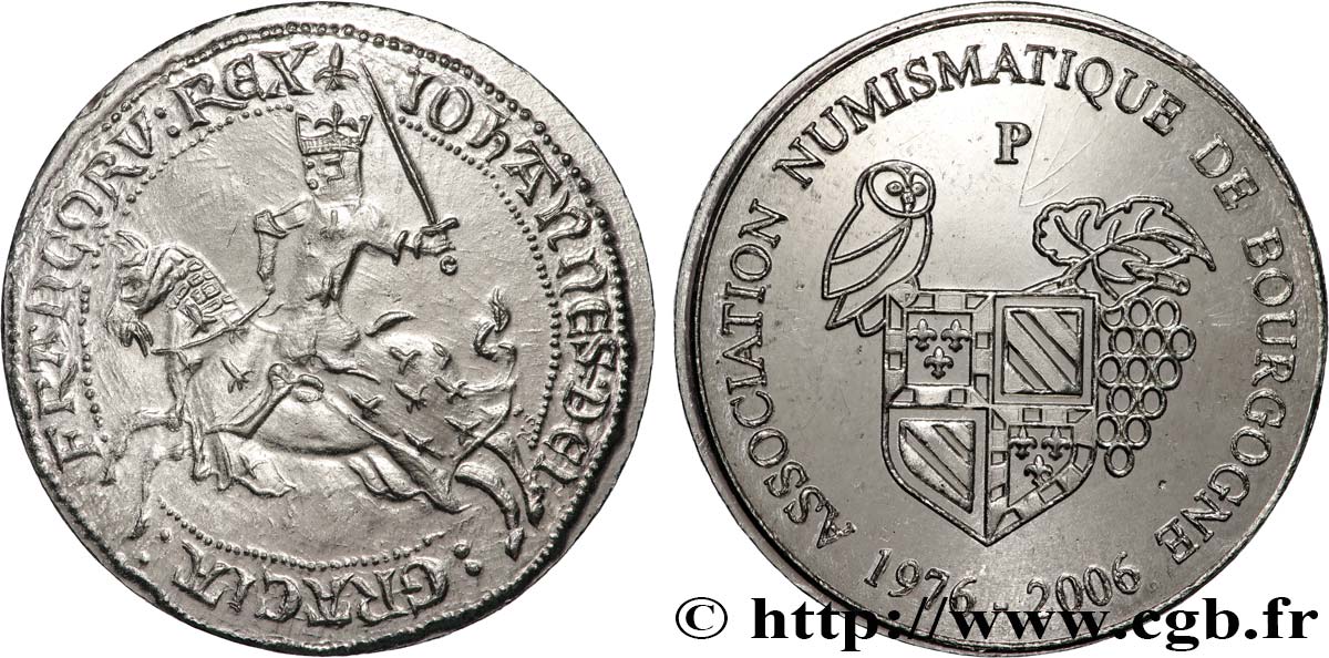 QUINTA REPUBLICA FRANCESA Médaille, Franc à cheval, Association numismatique de Bourgogne EBC